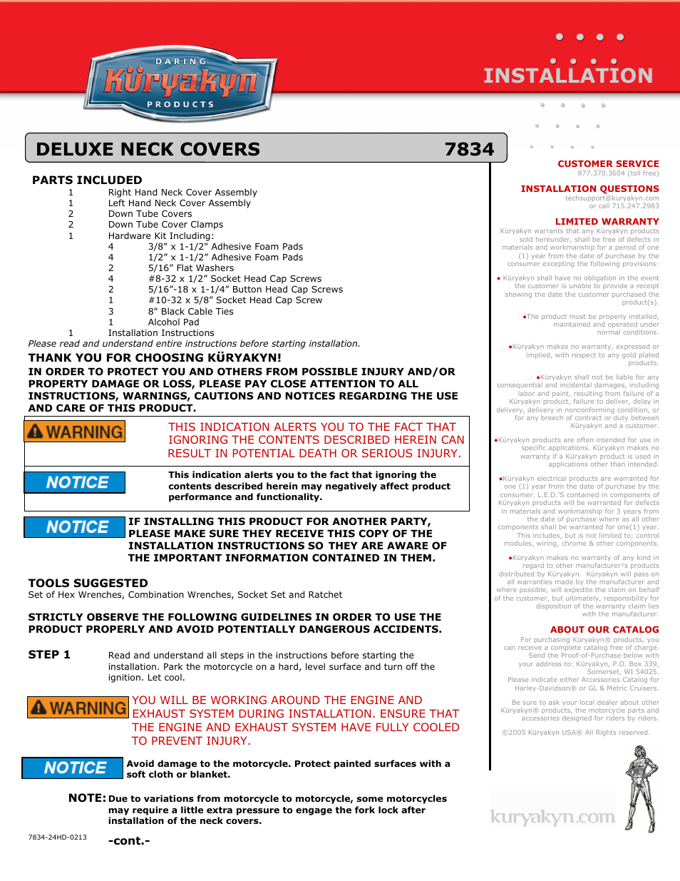 Kuryakyn 7834 DELUXE NECK COVERS User Manual | 3 pages