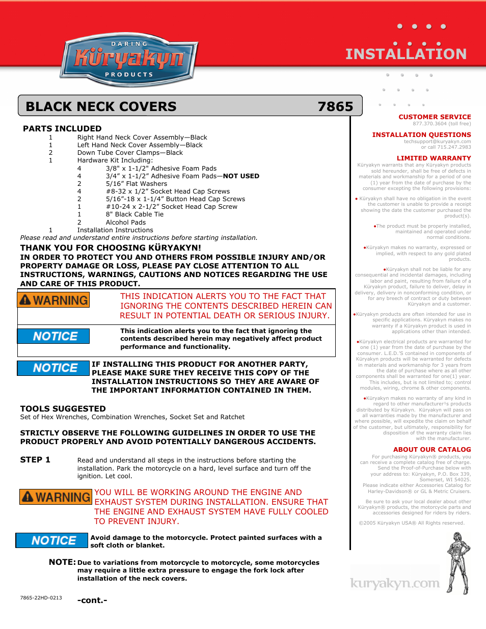 Kuryakyn 7865 BLACK NECK COVERS User Manual | 3 pages