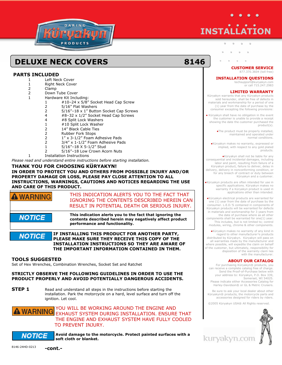 Kuryakyn 8146 DELUXE NECK COVERS User Manual | 3 pages