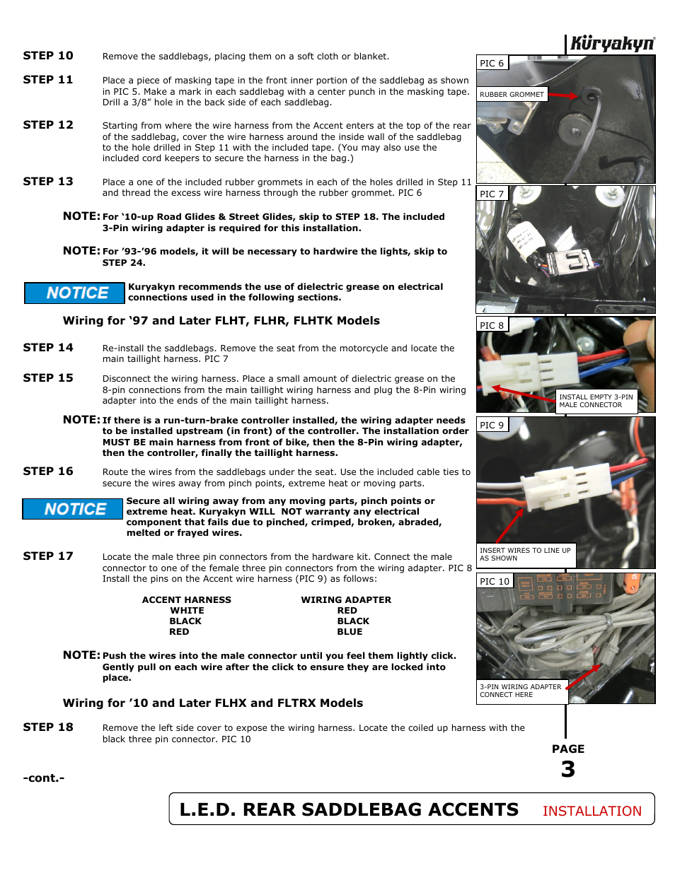 L.e.d. rear saddlebag accents, Installation | Kuryakyn 7262 L.E.D. REAR SADDLEBAG ACCENTS User Manual | Page 3 / 5