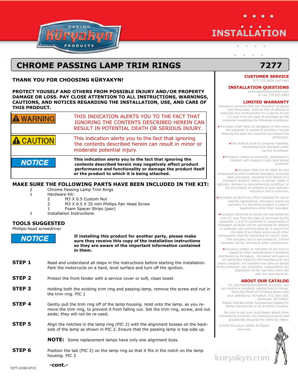 Kuryakyn 7277 CHROME PASSING LAMP TRIM RINGS User Manual | 3 pages