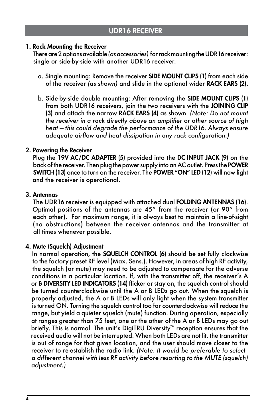 Udr16.receiver | Bogen UDMS16BP User Manual | Page 4 / 12