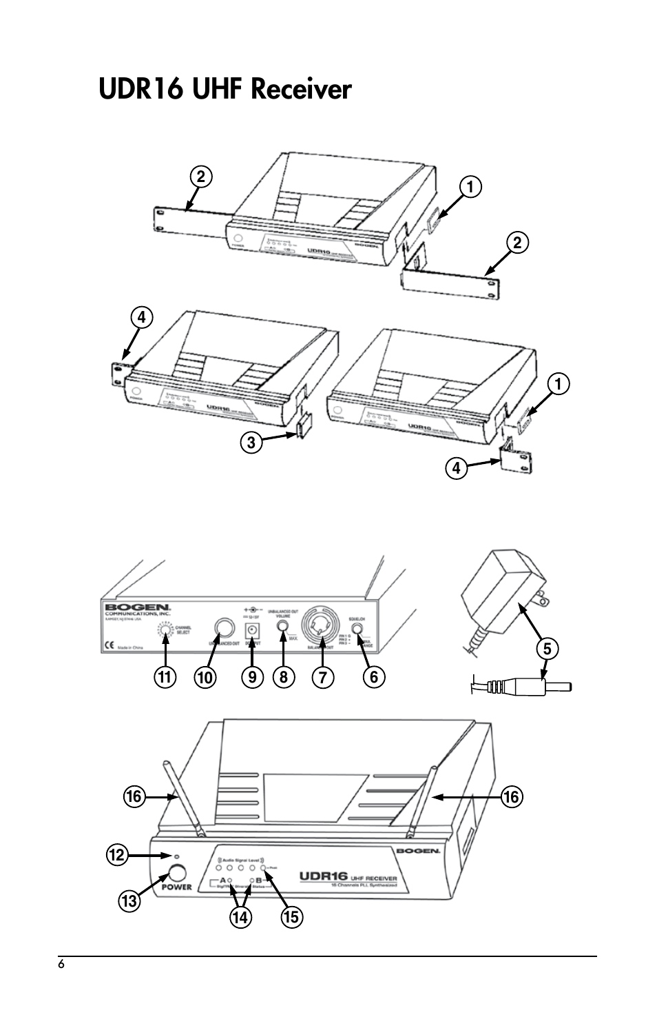 Udr16.uhf.receiver | Bogen UDMS16BP User Manual | Page 6 / 12