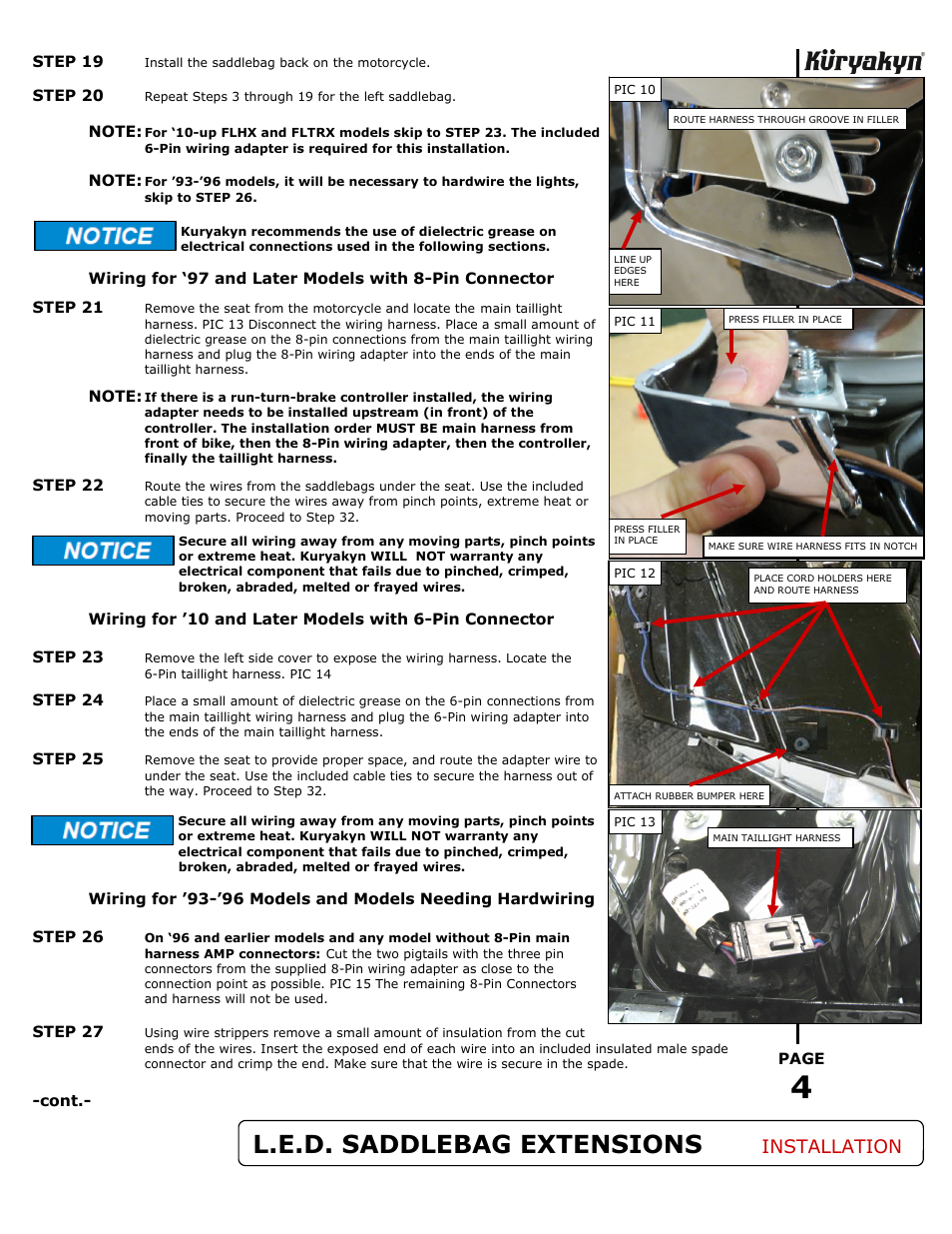 L.e.d. saddlebag extensions, Installation | Kuryakyn 7273 L.E.D. SADDLEBAG EXTENSIONS User Manual | Page 4 / 5