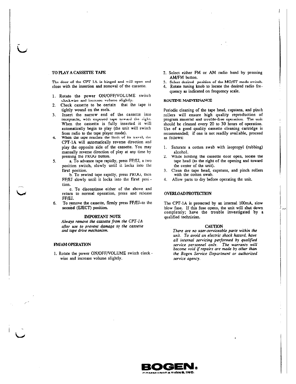 Bogen CPT-1A User Manual | Page 2 / 3