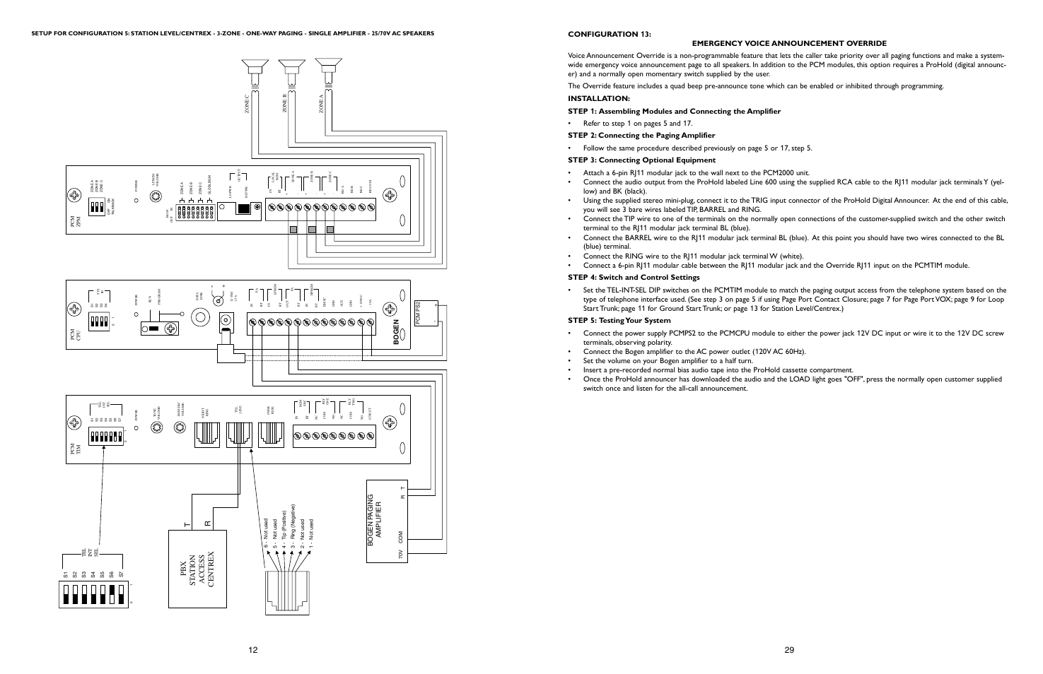 Pbx st a tion a ccess centrex t r, Bogen, Bogen p a ging amplifier | Bogen PCM2000 User Manual | Page 11 / 38