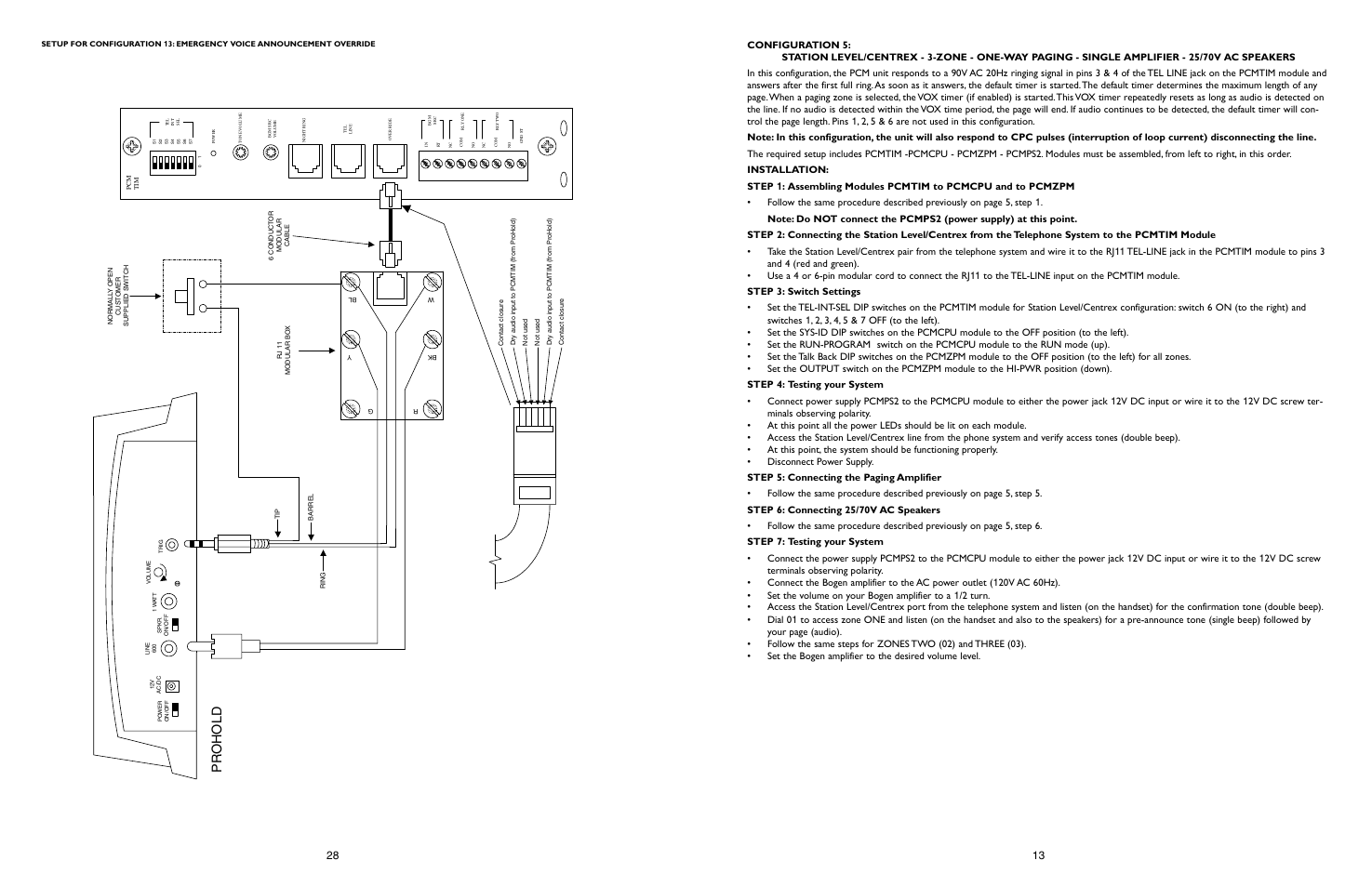 Pr ohold | Bogen PCM2000 User Manual | Page 12 / 38