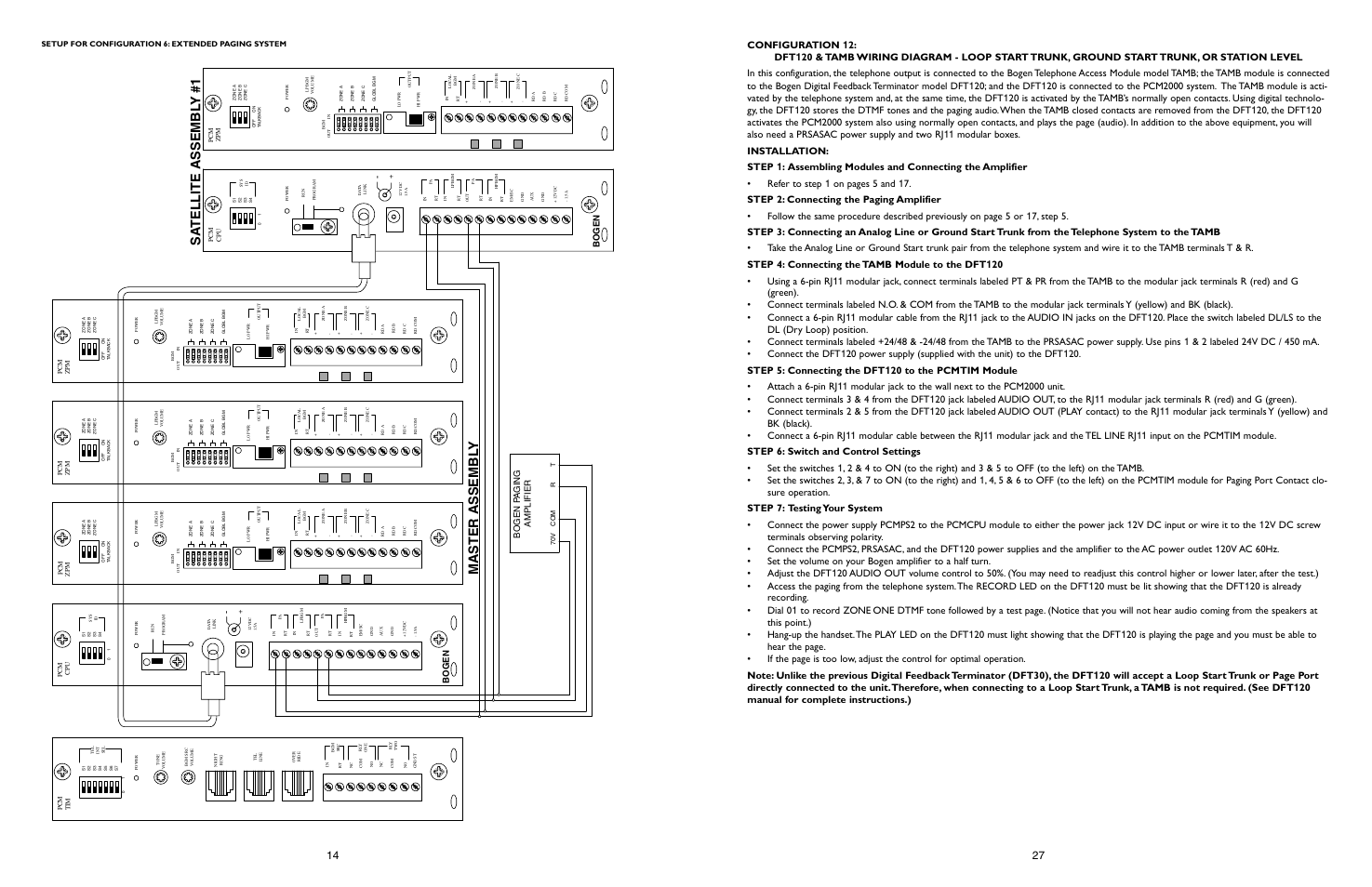 Sa tellite assembl y #1 master assembl y, Bogen, Bogen p a ging amplifier | Bogen PCM2000 User Manual | Page 13 / 38