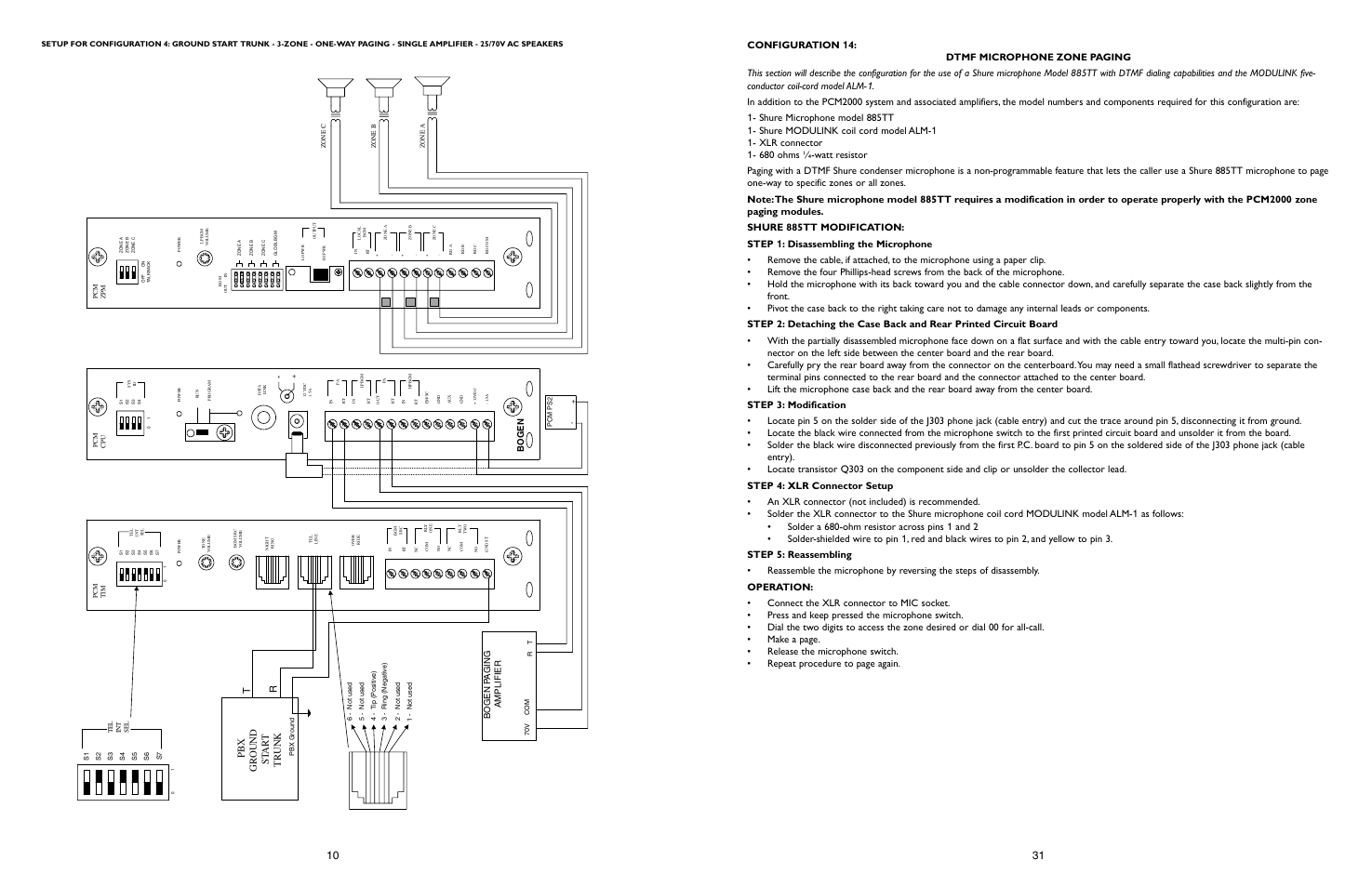Pbx gr ound st ar t tr unk t r, Bogen, Bogen p a ging amplifier | Bogen PCM2000 User Manual | Page 30 / 38