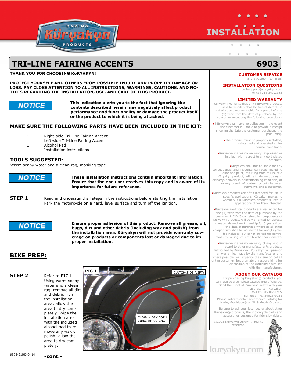 Kuryakyn 6903 TRI-LINE FAIRING ACCENTS User Manual | 2 pages