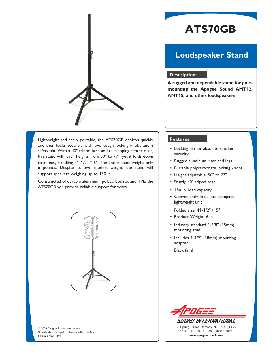 Apogee Sound ATS70GB User Manual | 1 page