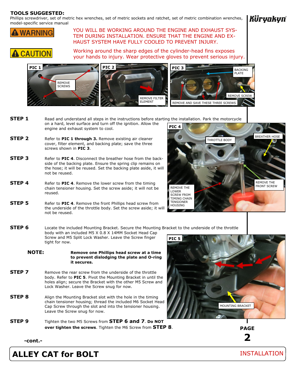 Alley cat for bolt, Installation | Kuryakyn 9529 ALLEY CAT for BOLT User Manual | Page 2 / 4