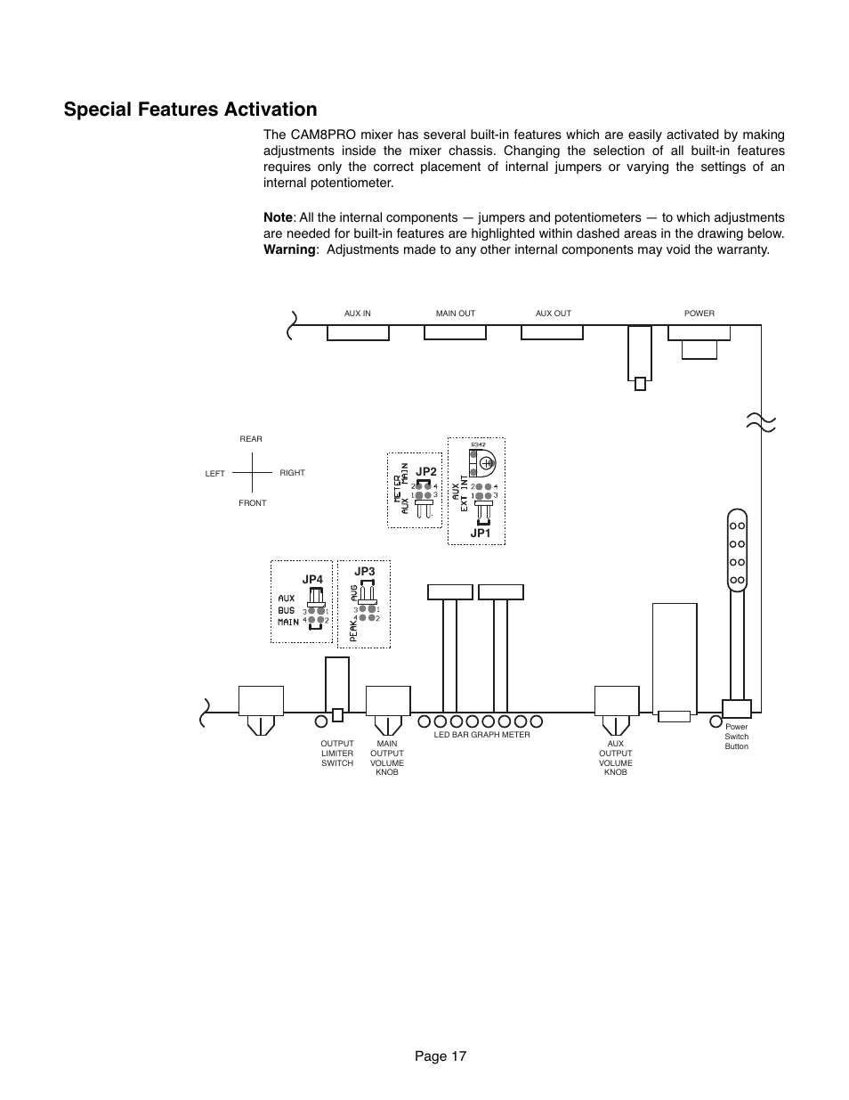 Special features activation, Page 17 | Bogen CAM8PRO User Manual | Page 17 / 24