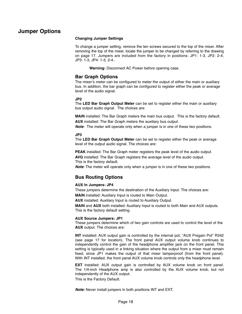 Jumper options | Bogen CAM8PRO User Manual | Page 18 / 24