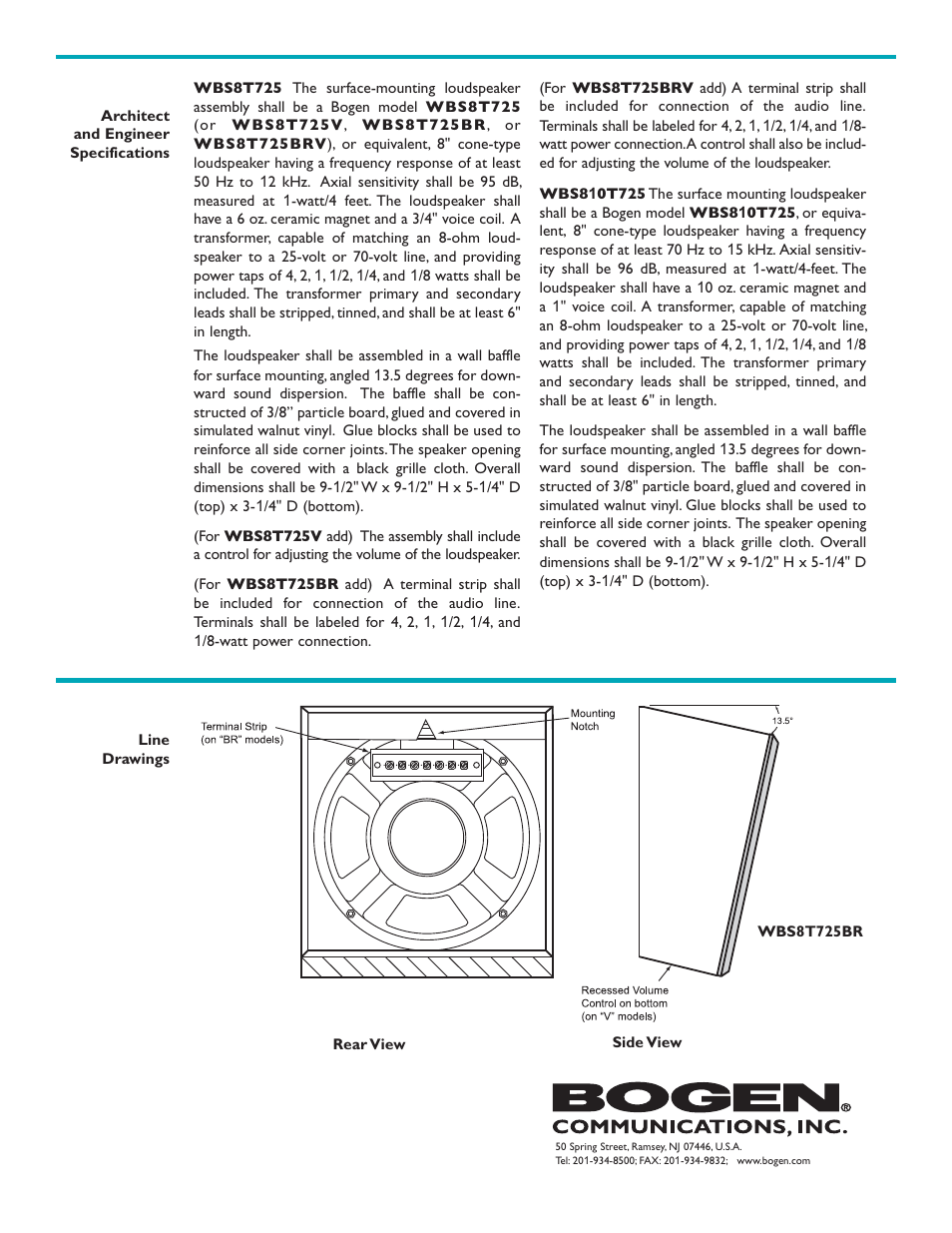 Bogen WBS8T725 User Manual | Page 2 / 2