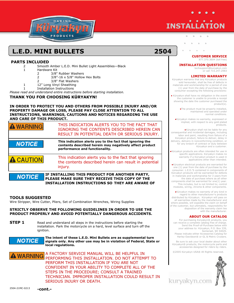 Kuryakyn 2504 L.E.D. MINI BULLETS User Manual | 2 pages