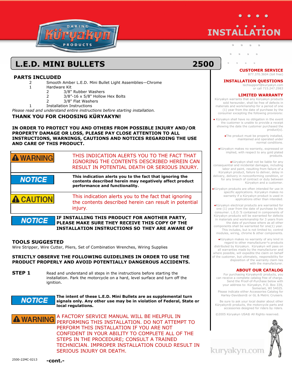 Kuryakyn 2500 L.E.D. MINI BULLETS User Manual | 2 pages