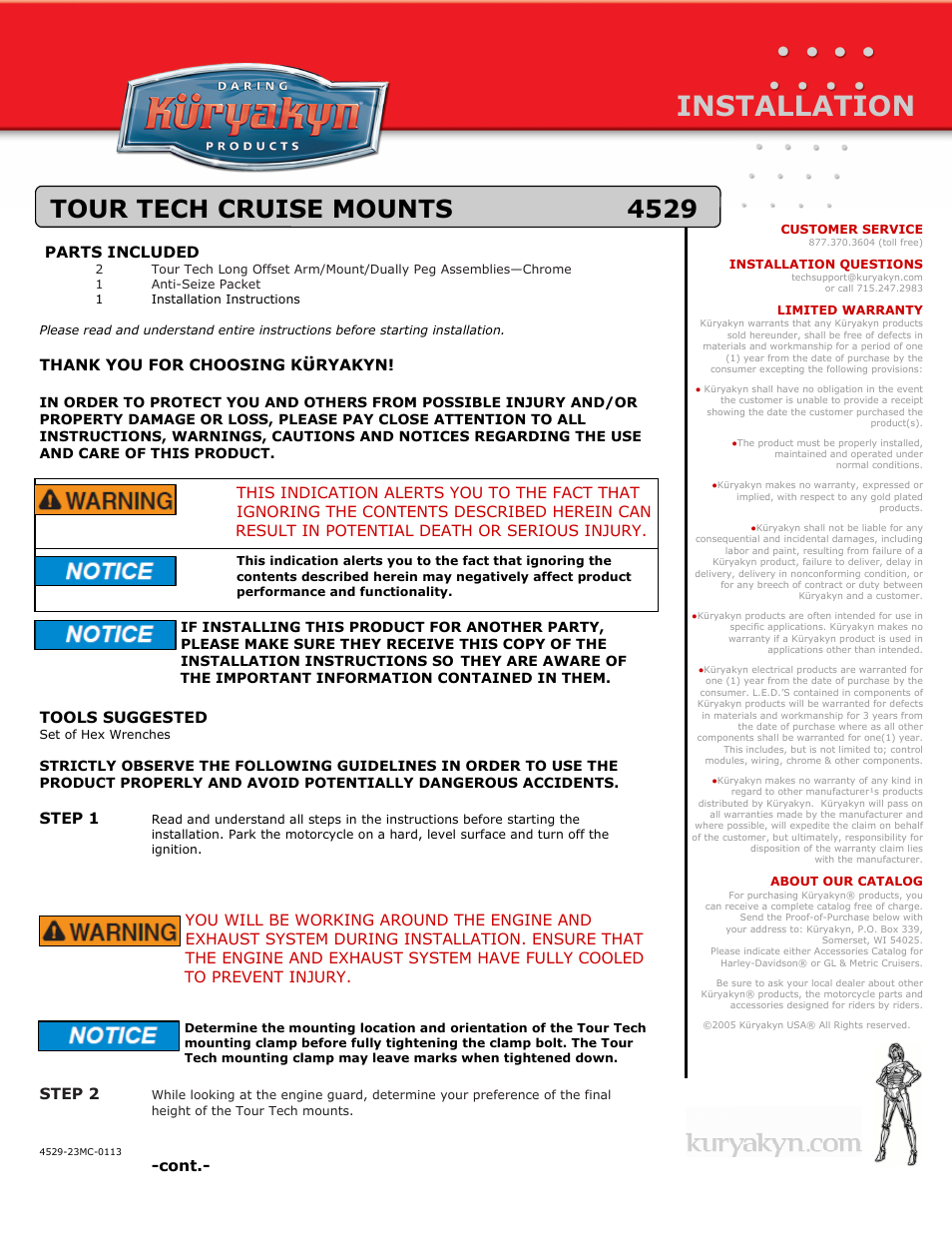 Kuryakyn 4529 TOUR TECH CRUISE MOUNTS User Manual | 2 pages