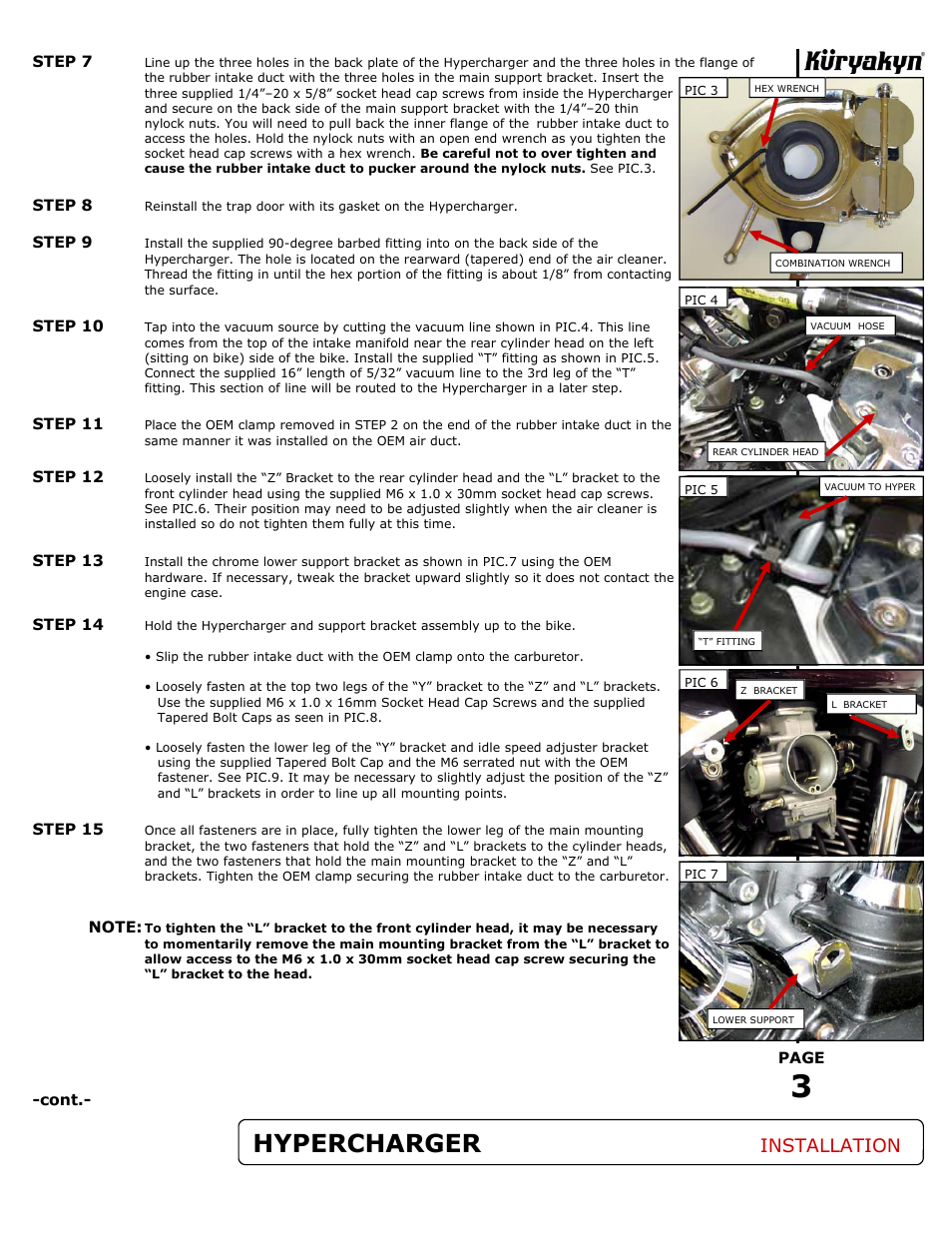 Hypercharger, Installation | Kuryakyn 9420 HYPERCHARGER for YAMAHA User Manual | Page 3 / 4