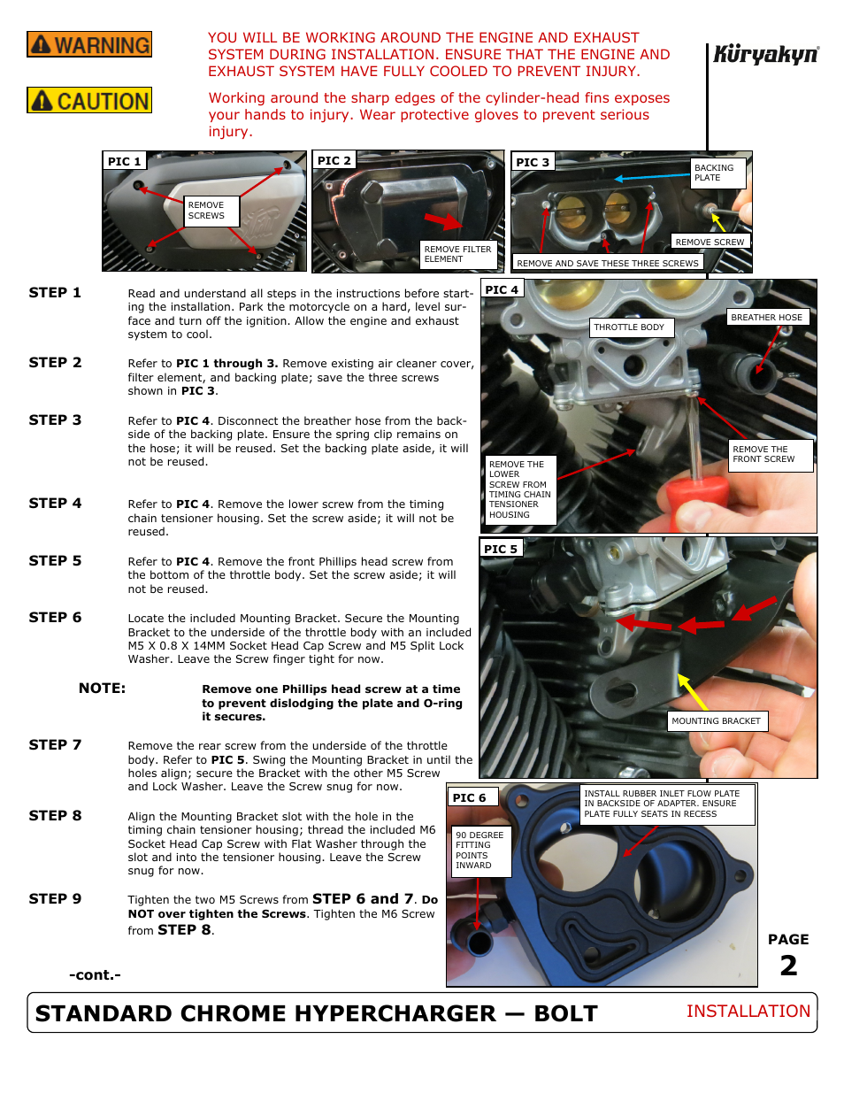 Standard chrome hypercharger — bolt, Installation | Kuryakyn 9426 STANDARD CHROME HYPERCHARGER — BOLT User Manual | Page 2 / 3