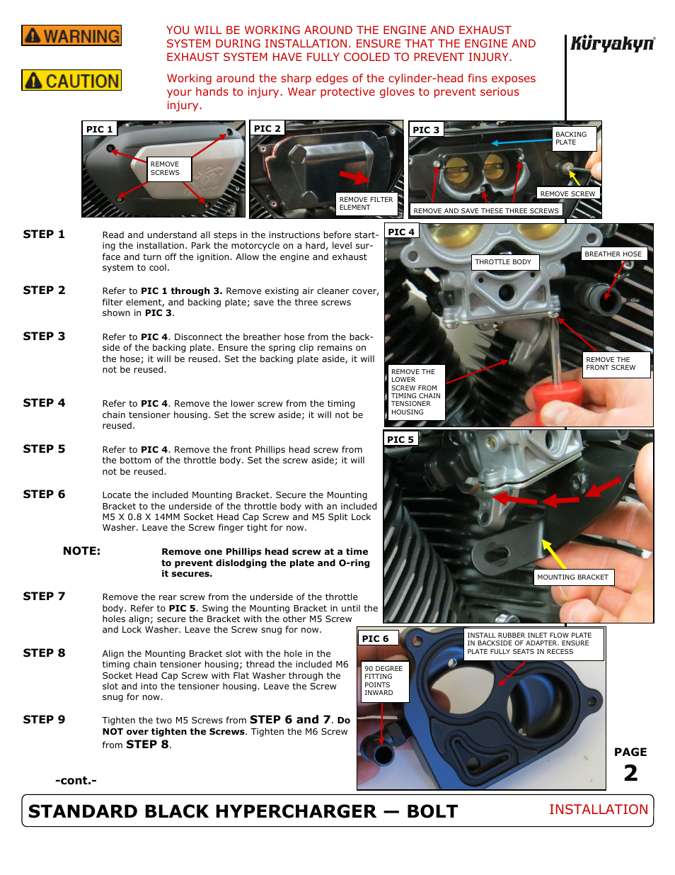 Standard black hypercharger — bolt, Installation | Kuryakyn 9428 STANDARD BLACK HYPERCHARGER — BOLT User Manual | Page 2 / 3