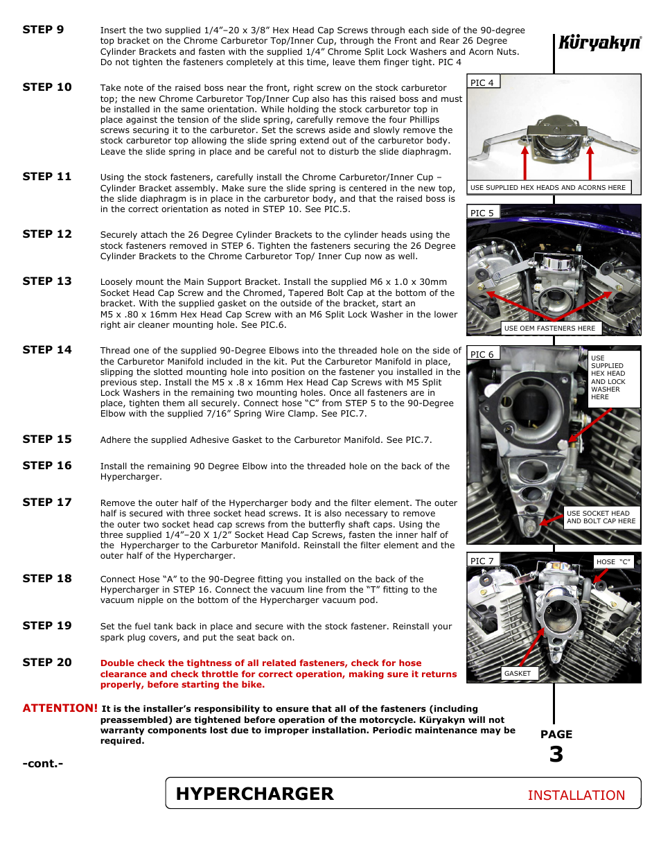 Hypercharger, Installation | Kuryakyn 9431 HYPERCHARGER for VTX 1300 C/R User Manual | Page 3 / 4