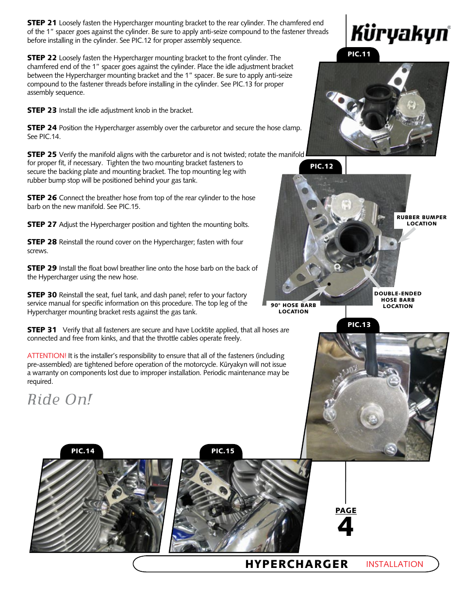 Hypercharger | Kuryakyn 9432 HONDA HYPERCHARGER KIT User Manual | Page 4 / 4