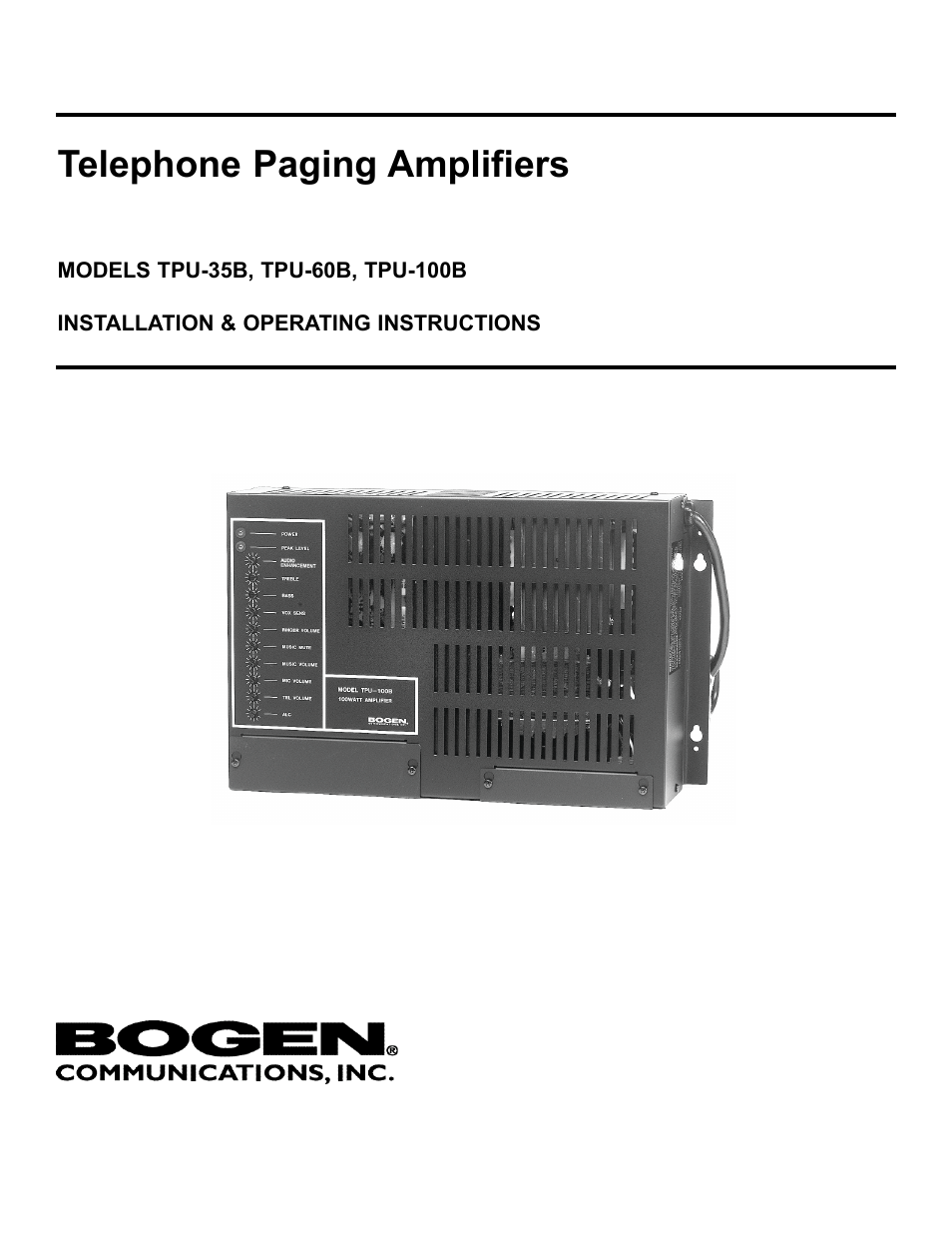 Bogen TPU-35B User Manual | 8 pages