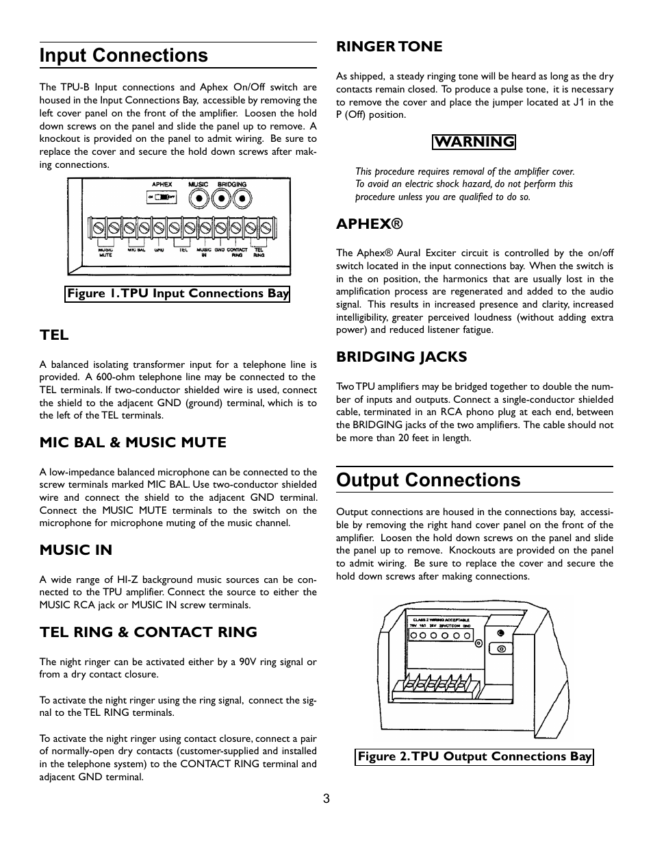 Input connections, Output connections | Bogen TPU-35B User Manual | Page 4 / 8