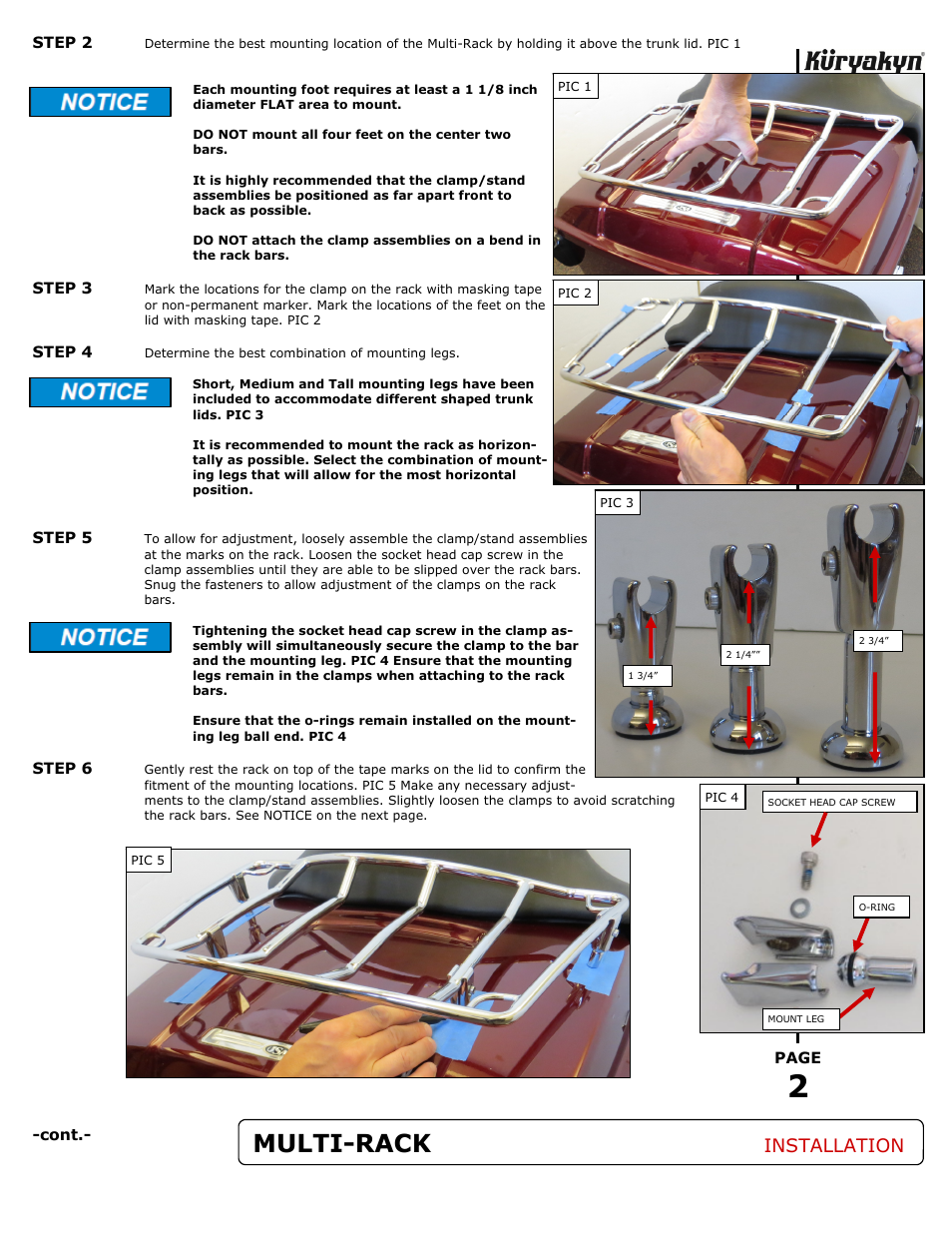 Multi-rack, Installation | Kuryakyn 7159 MULTI-RACK User Manual | Page 2 / 3