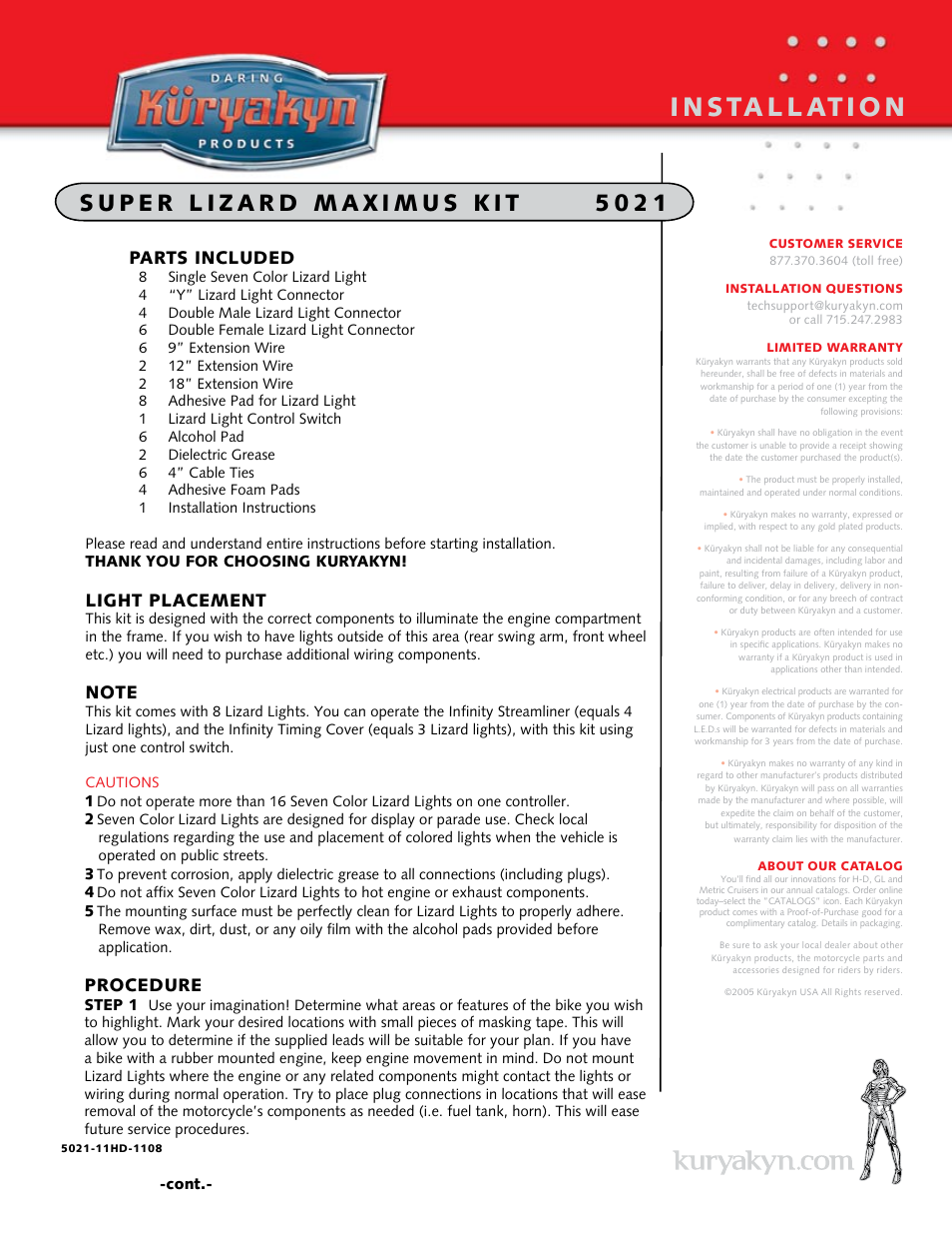 Kuryakyn 5021 SUPER lizard maximus kit User Manual | 2 pages