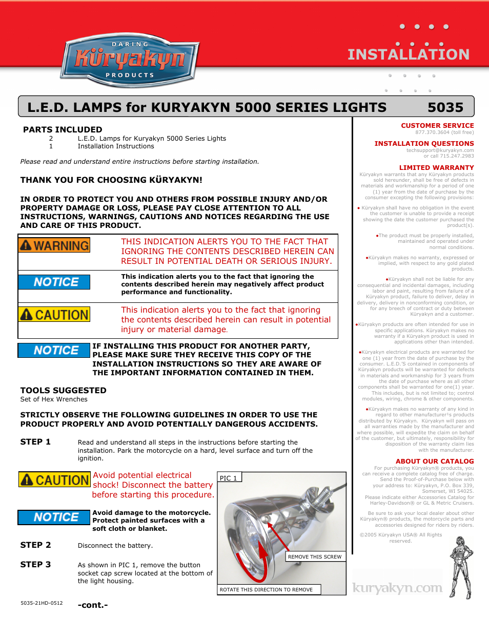 Kuryakyn 5035 L.E.D. LAMPS for KURYAKYN 5000 SERIES LIGHTS User Manual | 2 pages