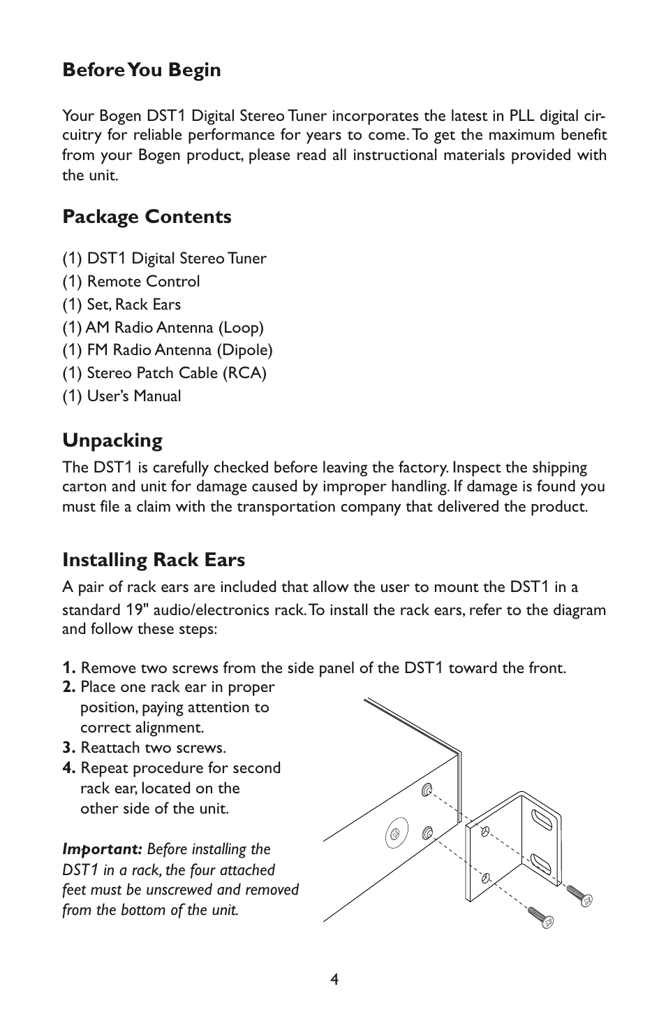 Bogen DST1 User Manual | Page 4 / 12