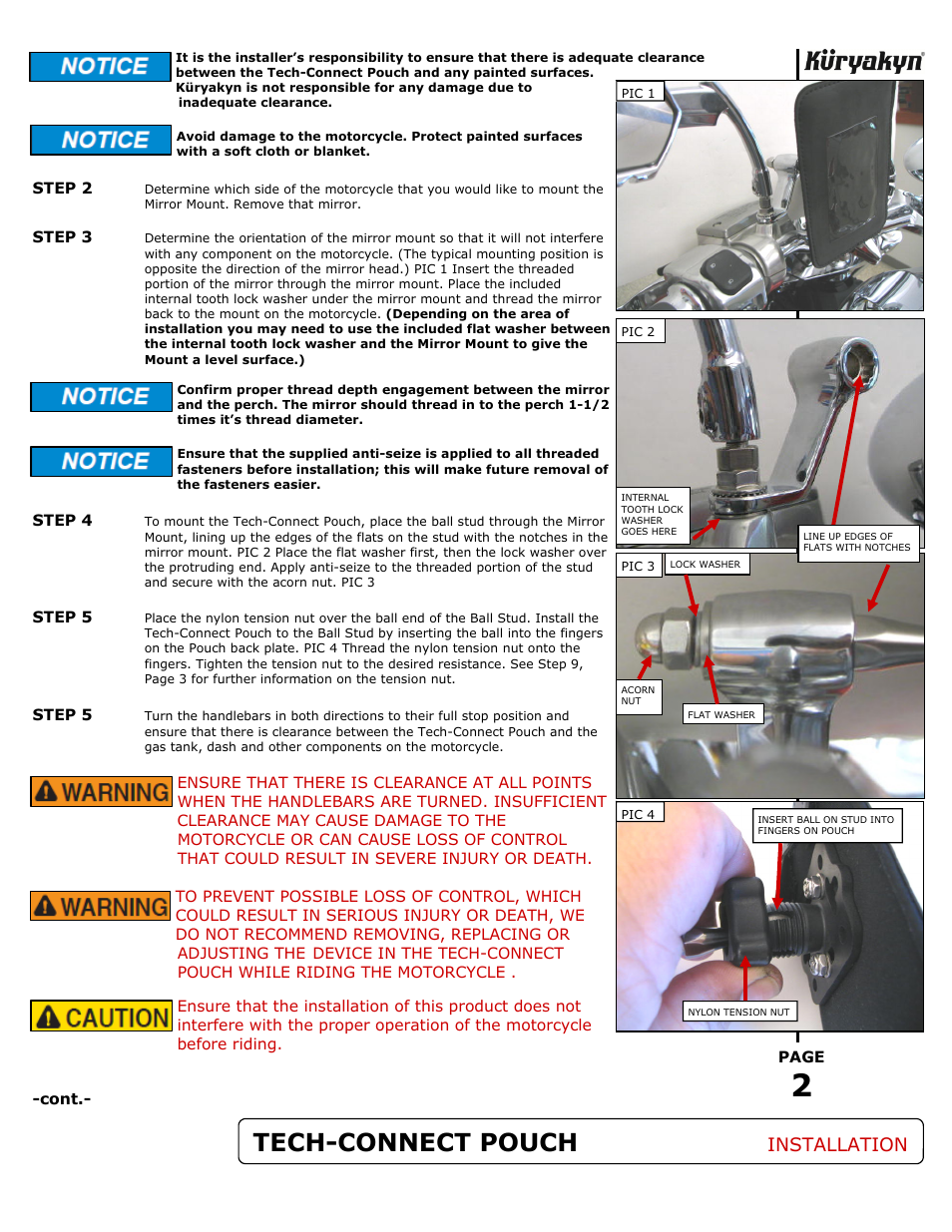 Tech-connect pouch, Installation | Kuryakyn 1797 TECH-CONNECT POUCH W/MIRROR MOUNT User Manual | Page 2 / 3