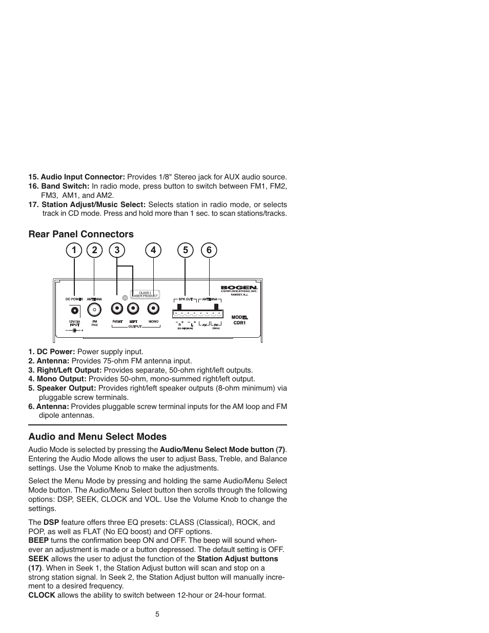 Bogen CDR1 User Manual | Page 5 / 8