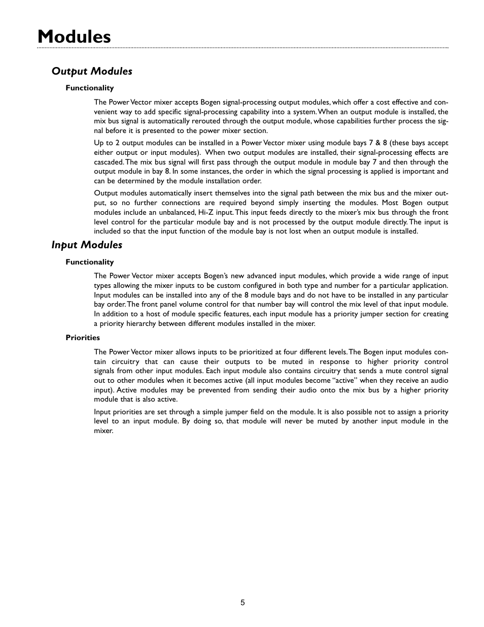 Modules | Bogen VMIX User Manual | Page 7 / 16