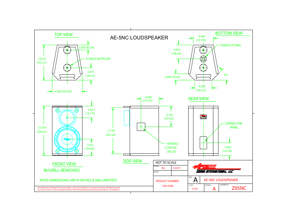 Bogen Loudspeaker AE-5NC User Manual | 1 page