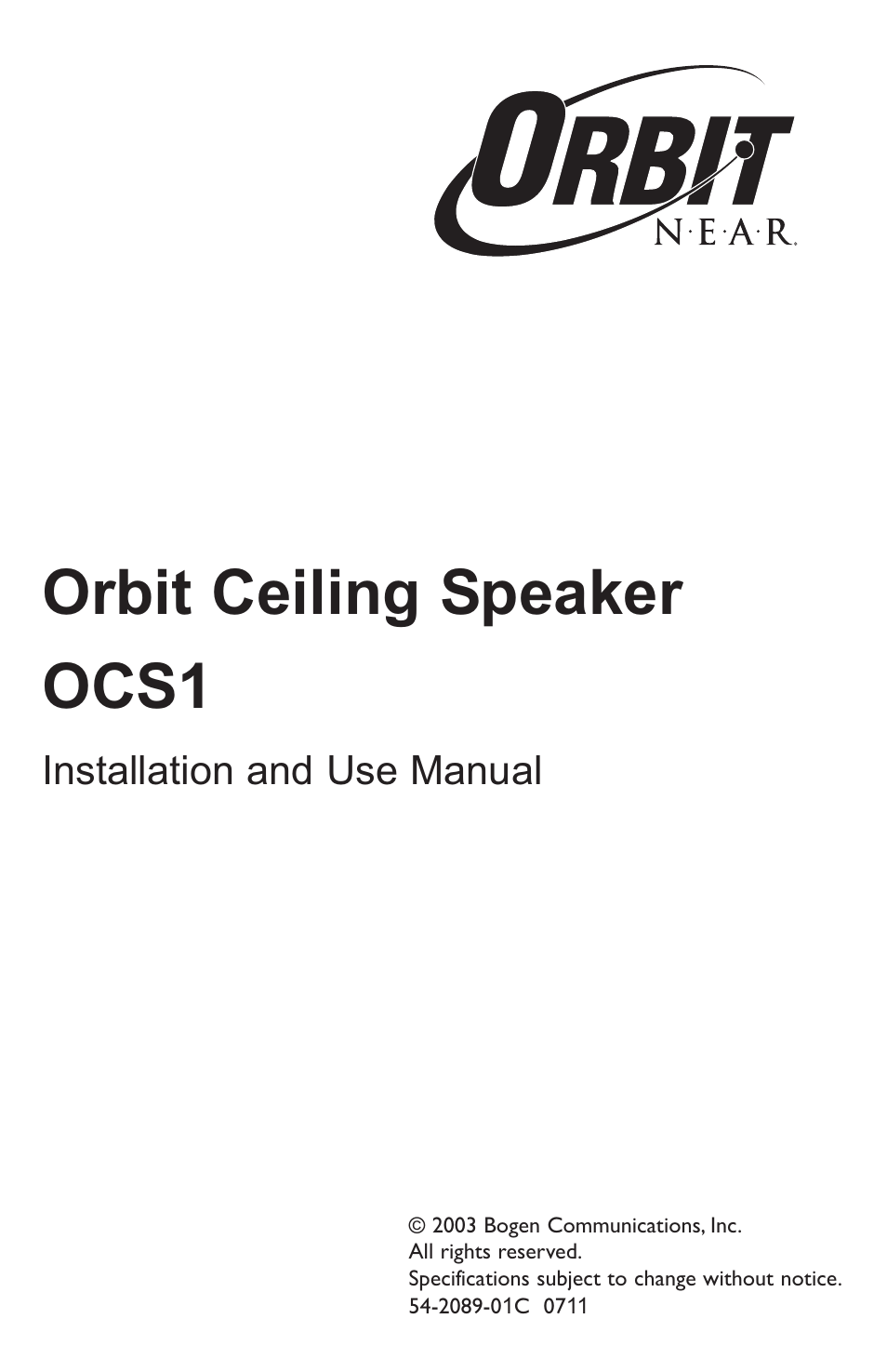 Bogen OCS1 User Manual | 8 pages