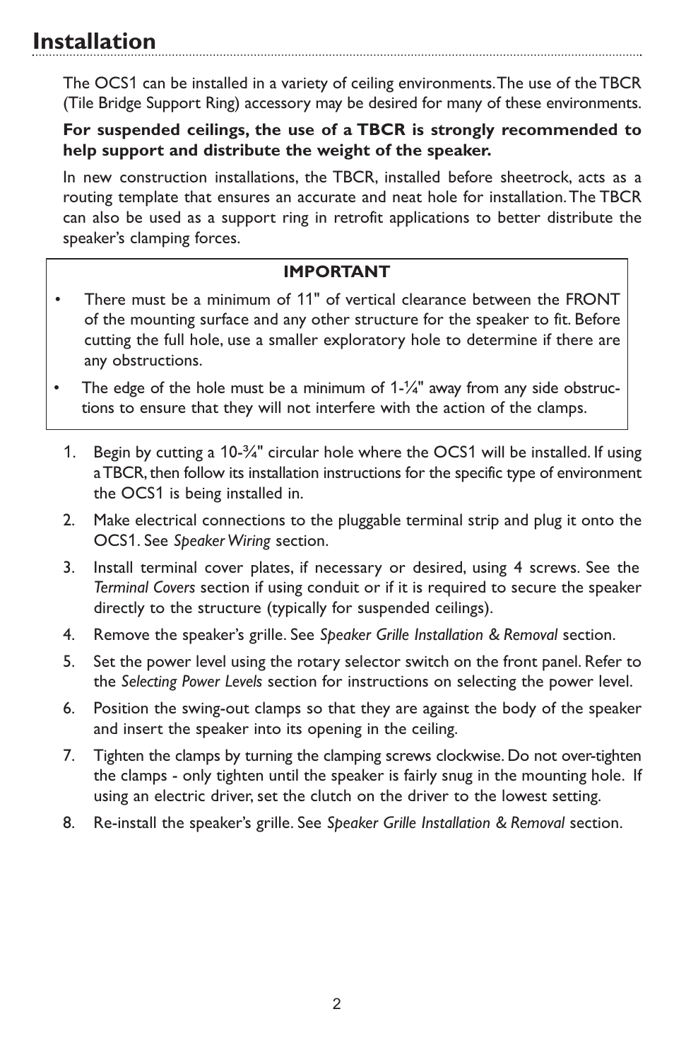 Installation | Bogen OCS1 User Manual | Page 4 / 8