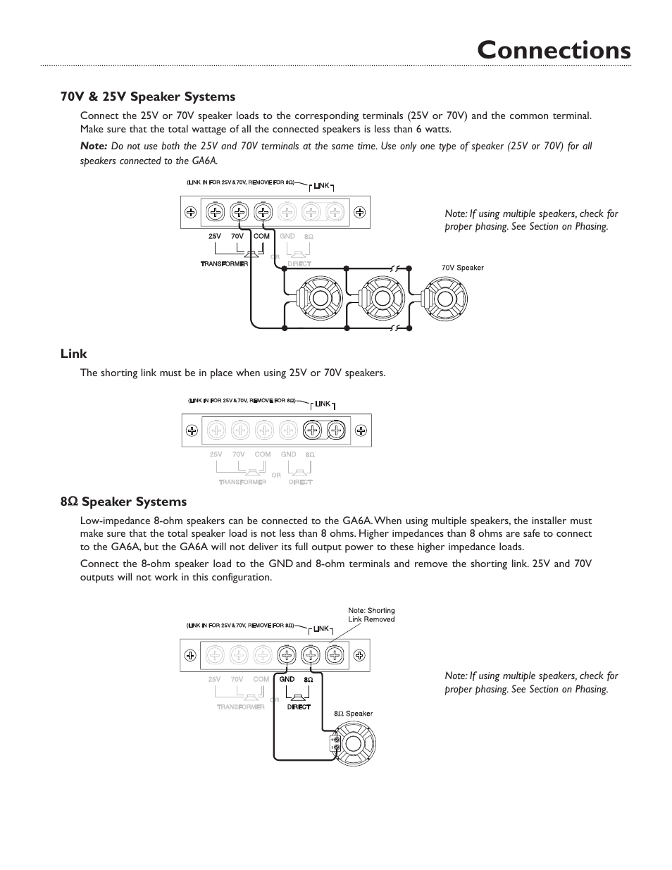 Connections | Bogen GA6A User Manual | Page 5 / 8