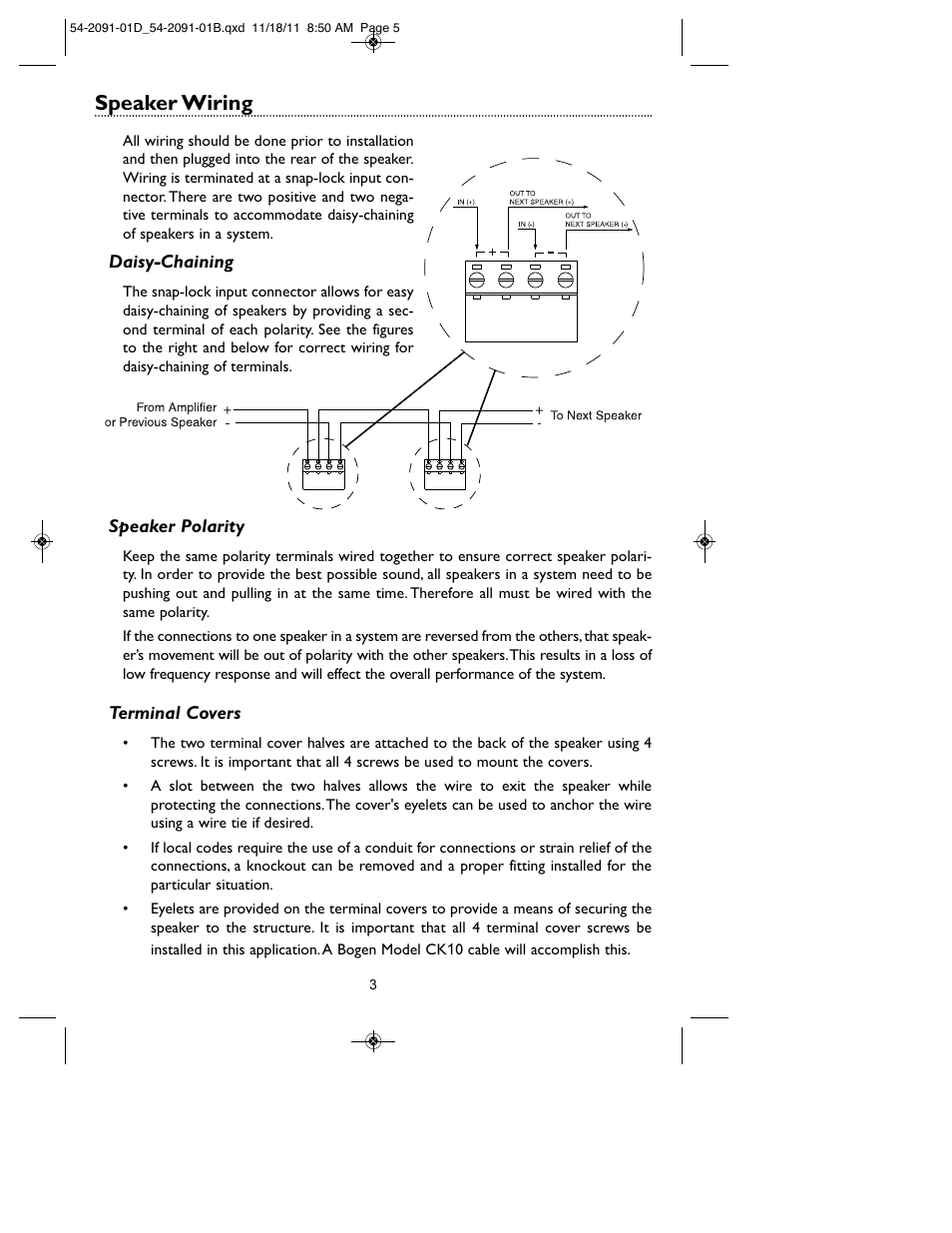 Speaker wiring | Bogen HFCS1LP User Manual | Page 5 / 8