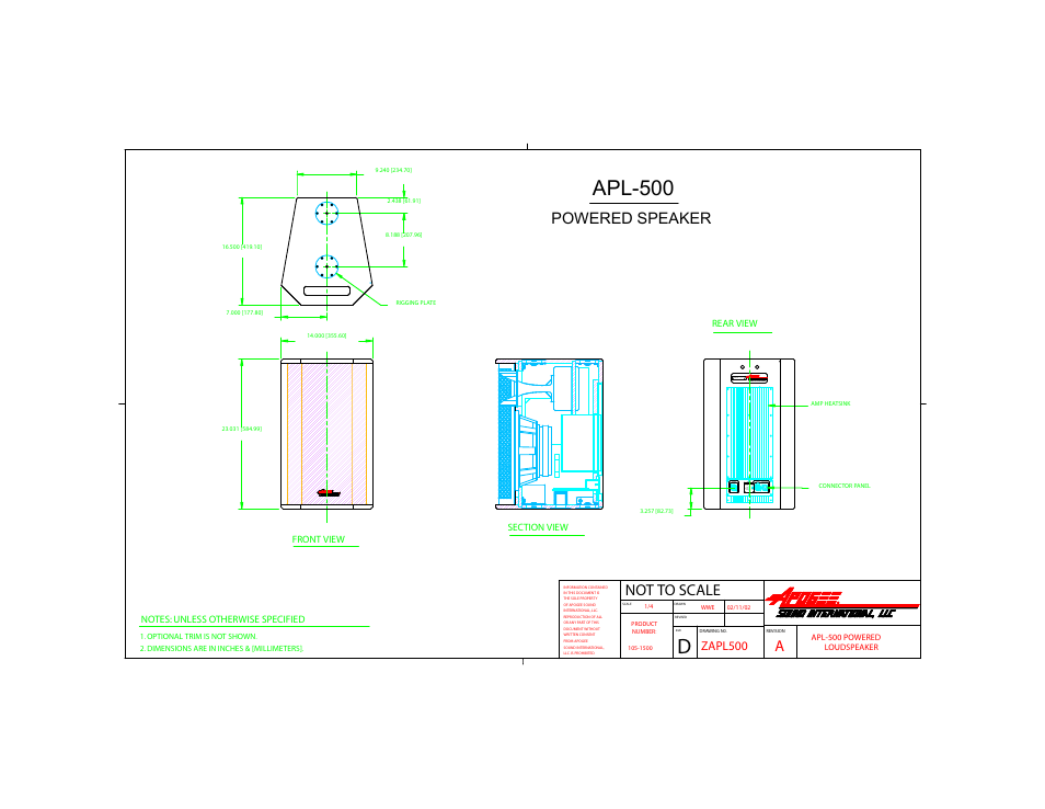 Bogen Powered Loudspeaker APL-500 User Manual | 1 page