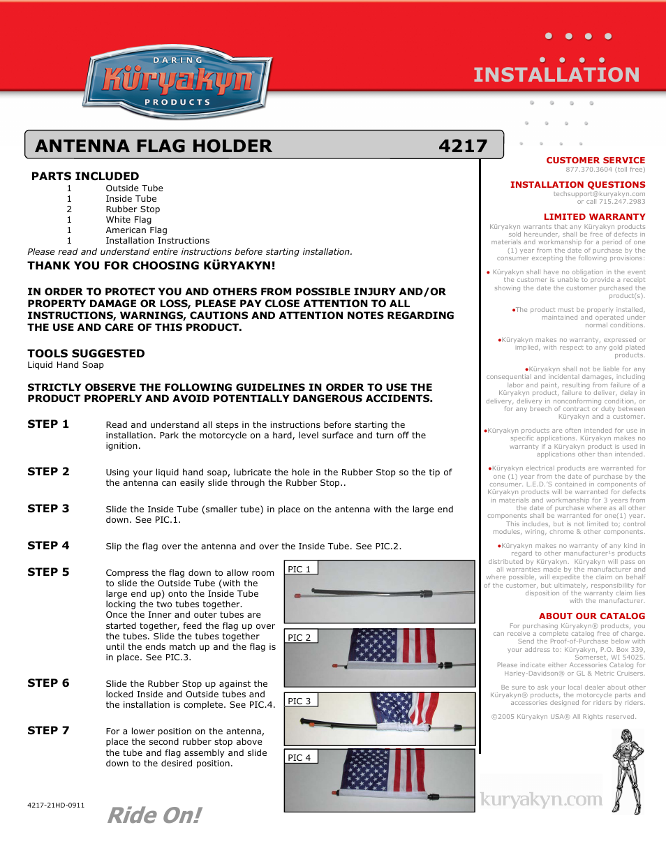 Kuryakyn 4217 ANTENNA FLAG HOLDER User Manual | 1 page