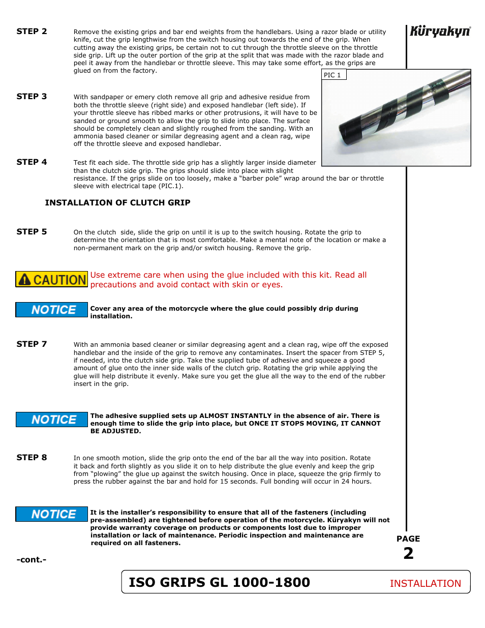 Installation | Kuryakyn 6180 ISO GRIPS for GL 1000—1800 User Manual | Page 2 / 3