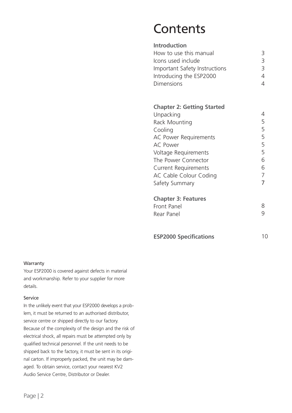 KV2 Audio ESP2000 User Manual | Page 2 / 12