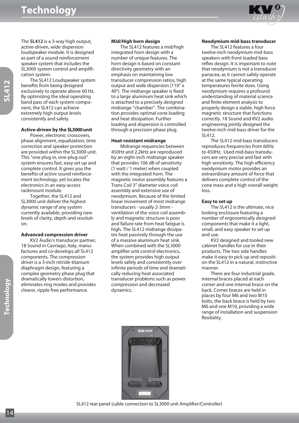 Technology, Sl412, Technology 14 | KV2 Audio SL2.15 User Manual | Page 14 / 28