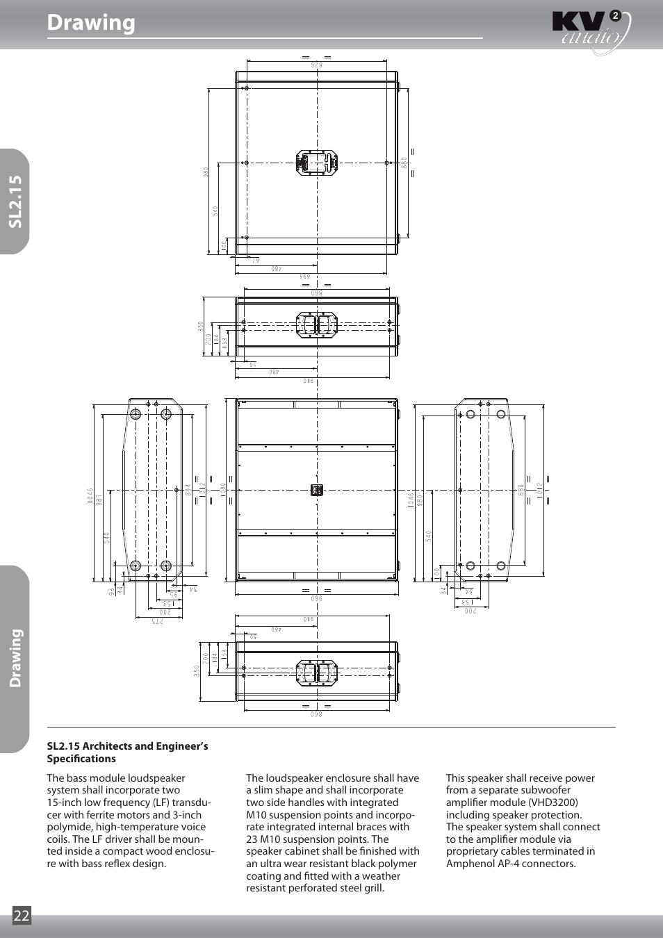 Drawing, Sl2.15 | KV2 Audio SL2.15 User Manual | Page 22 / 28