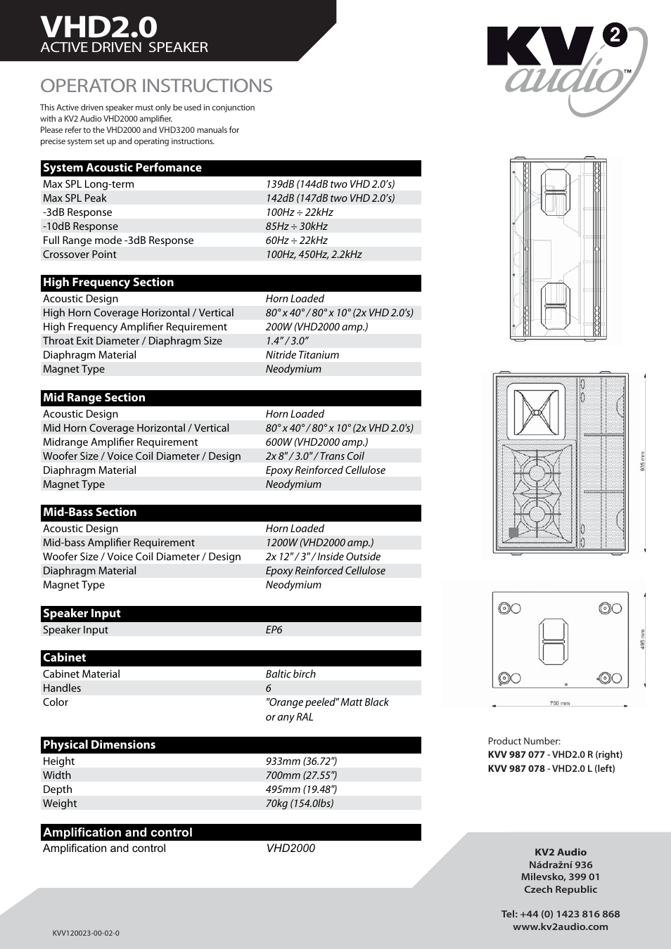 KV2 Audio VHD2.0 User Manual | 1 page