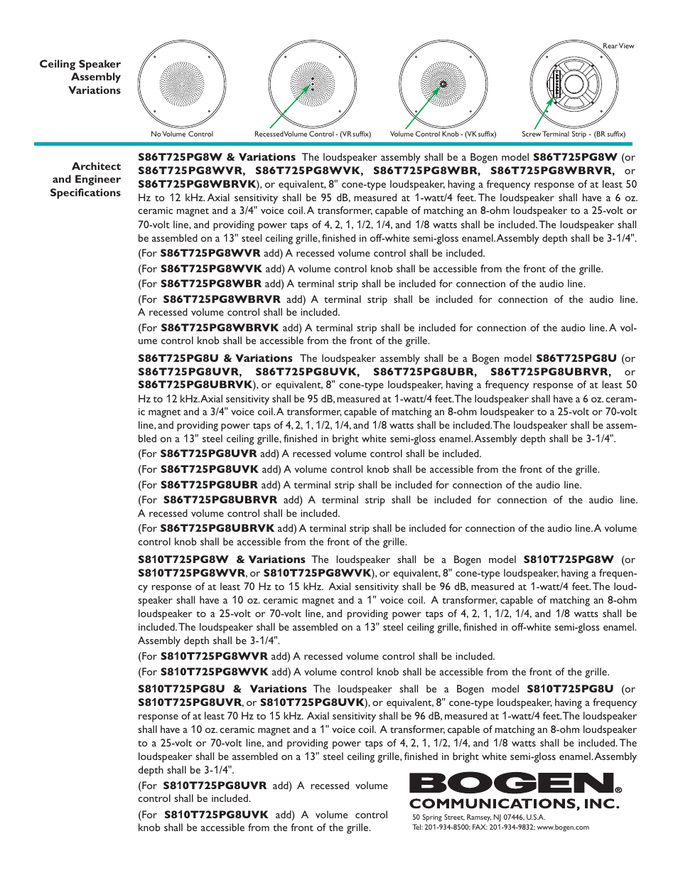 Bogen S86T725PG8WBR User Manual | Page 2 / 2