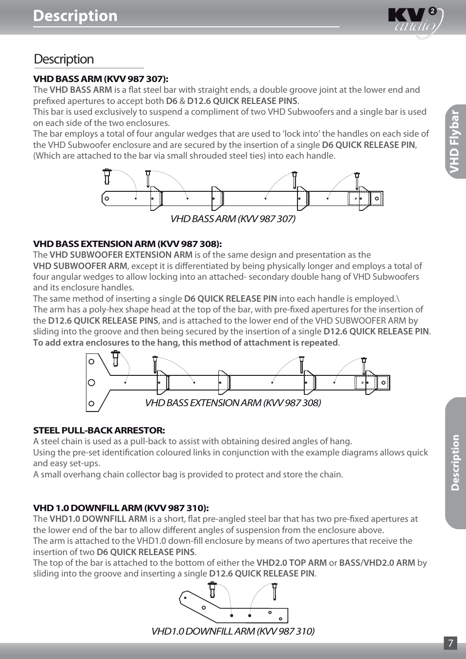 Description, Vhd f lybar | KV2 Audio VHD Flyware, Suspension & Rigging User Guide User Manual | Page 7 / 12